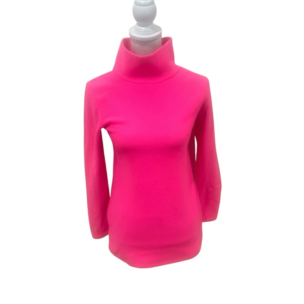 Dudley Stephens hot pink fleece Turtleneck Sweater cobble hill pockets sz small